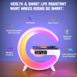 Wireless Fast Charger with Bluetooth Speaker, Smart Alarm Clocks, Sound and LED Light